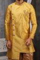 Yellow Jaquard Silk Brocade Indo Western (NMK-4460)