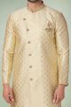 Yellow Jaquard Silk Brocade Indo Western (NMK-5340)