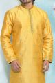 Yellow Jaquard Silk Brocade Kurta Pajama (NMK-4918)