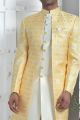 Yellow Jaquard Silk Indo Western (NMK-7173)