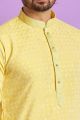 Yellow Jaquard Silk Kurta Pajama (NMK-7566)