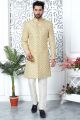 Yellow Jaquard Silk Mens Indo Western (NMK-7188)