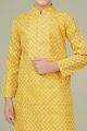 Yellow Printed Cotton Silk Boys Kurta (NKK-713)