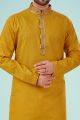 Yellow Printed Printed Cotton Silk Kurta Pajama (NMK-4805)