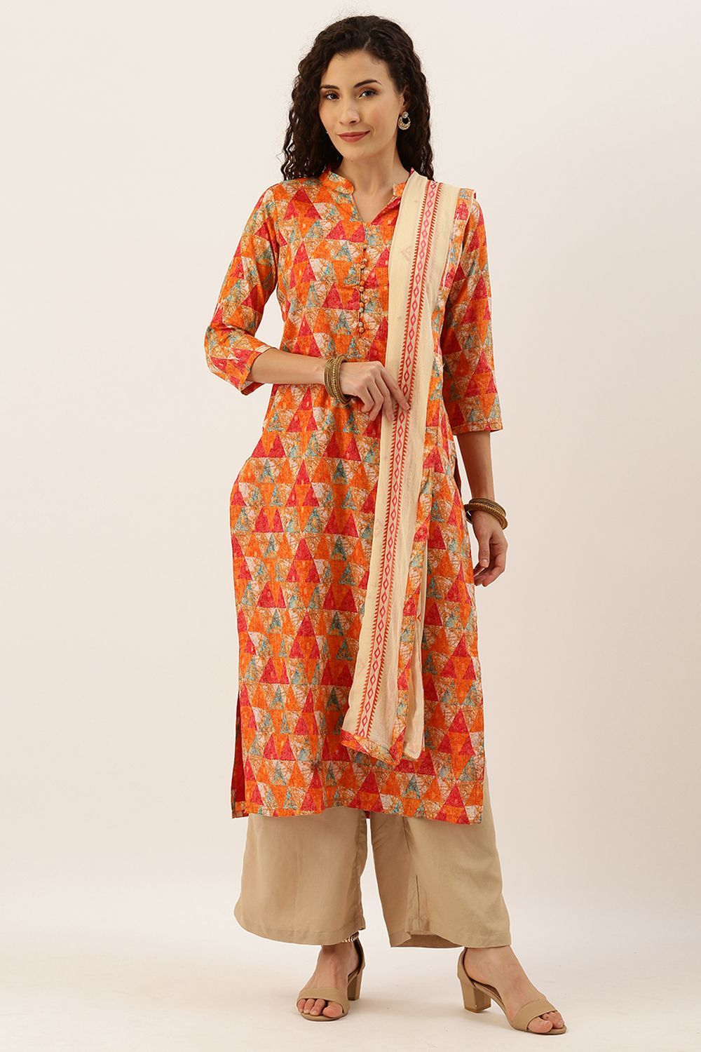 Buy Orange Cotton Salwar Kameez (NWS-5847) Online